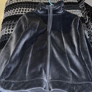 Time and True suede zip up hoodie